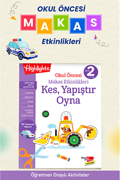 Dikkat Atölyesi Yayınları 2. Seviye Kes, Yapıştır, Oyna Makas Etkinlikleri
