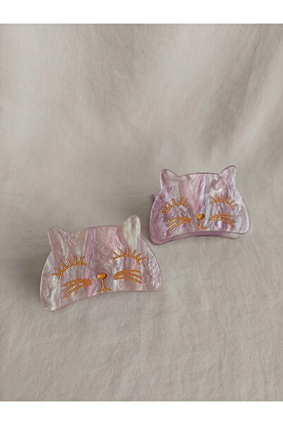 Beyaz Dükkan CAT FIGURED SILVERY BONE LATCH BUCKLE 1 PIECE