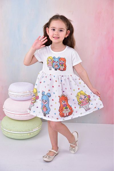 BUUFUU SUMMER GIRL'S SHORT SLEEVE PRINTED DRESS