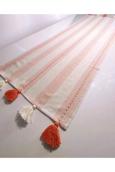 denizli hatırası Keten Fırfırlı Runner / Sunum / Servis Örtüsü 50x130 Cm