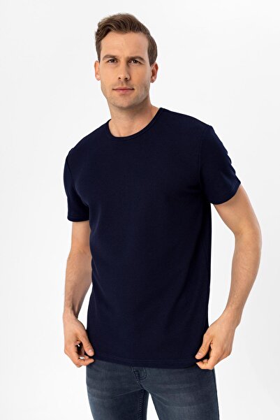 SÜVARİ O Yaka Slim Kalıp Armürlü Tişört