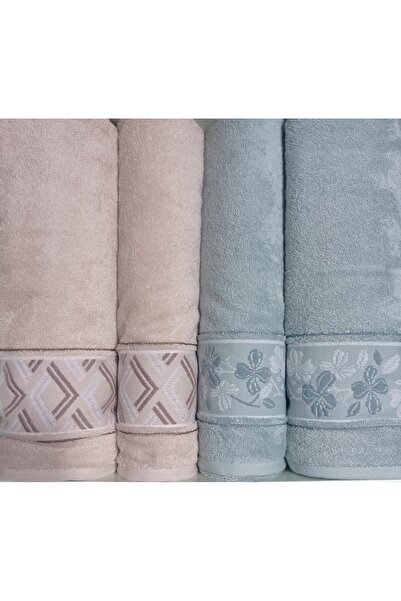 Özdilek مجموعة حمام حمام من الخيزران باللون البيج والأخضر