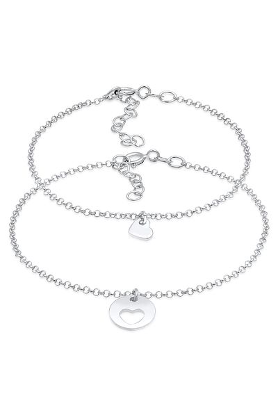 ELLI Armband Herz Mutter Tochter Plättchen Cut Out 925 Silber