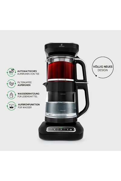 Karaca Teaysiver Robotea Pro 4 in 1 sprechende automatische Glas-Tee- und Filterkaffee Brühmaschine
