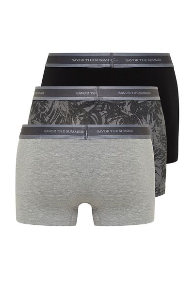 Trendyol Collection Памучен комплект боксерки с тропически шарки от 3 части - TMNSS24BX00005