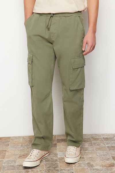 Trendyol Collection Hellkhakifarbene Unisex-Cargohose mit regulärer Passform und elastischem Bund, TMNSS24PL00003