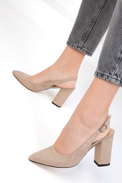 SOHO Nude Suede Women's Classic Heeled Shoes 16824