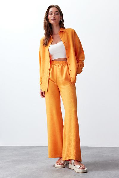 Trendyol Collection Orange Shirt and Trousers Set - Woven, TWOSS24AU00095