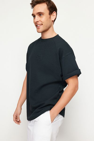 Trendyol Collection T-Smoked Premium Textured Oversize T-Shirt Printed T-Shirt - TMNSS24TS00164