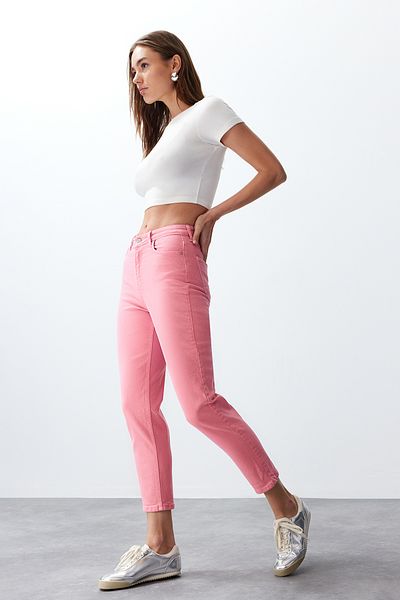 Trendyol Collection Pink High Waist Mom Jeans TWOSS24JE00229