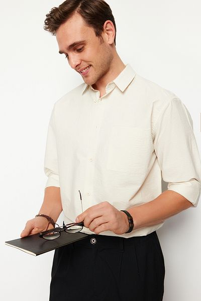 Trendyol Collection Textured Ecru Oversize Shirt - TMNSS24GO00055