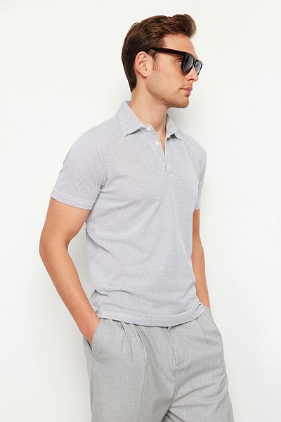 Trendyol Collection Textured White Polo Neck T-shirt - Regular Cut TMNSS24PO00038