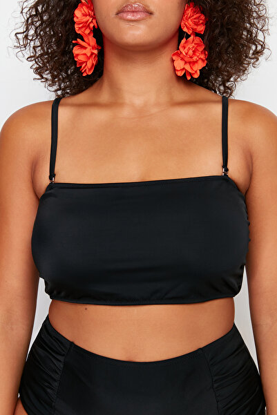 Trendyol Curve Μαύρο στράπλες λουράκι μπικίνι μεγάλου μεγέθους TBBSS23CT00013