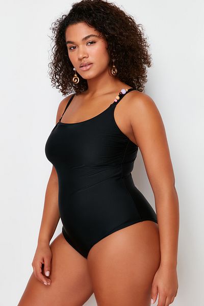 Trendyol Curve Schwarzer One-Shoulder-Badeanzug TBBSS24AM00005