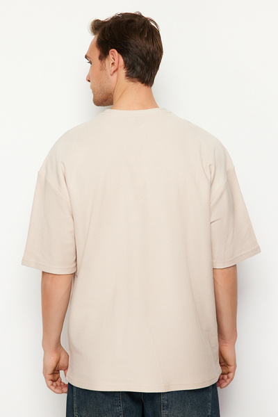 Trendyol Collection Μπλουζάκι Oversize Πέτρινο 100% Βαμβακερό T-Shirt - TMNSS24TS00156