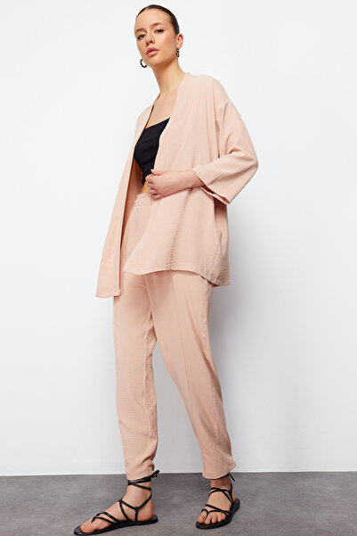 Trendyol Collection Kőből szőtt kimonó és nadrág szett - TWOSS24AU00037