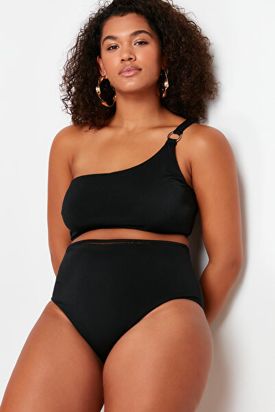 Trendyol Curve Μαύρο ψηλόμεσο μπικίνι μεγάλου μεγέθους κάτω TBBSS24CR00000