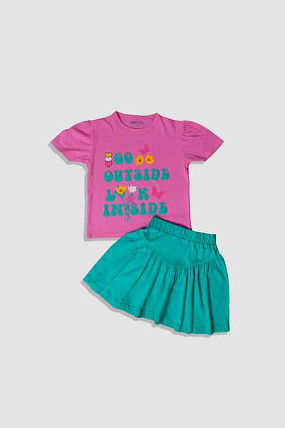 AIKO Pink-Green Girl's Under-Upper Set MH6