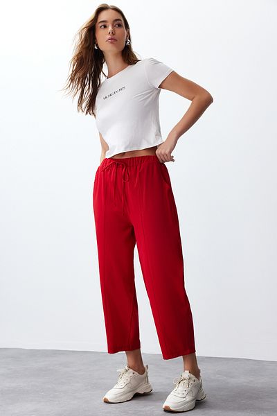 Trendyol Collection Aerobin gewebte rote Haremshose - TWOSS24PL00088