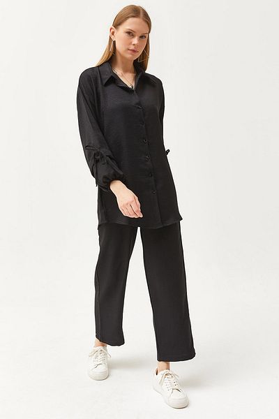 Olalook Women's Black Bottom Top Linen Set TAL-00000001