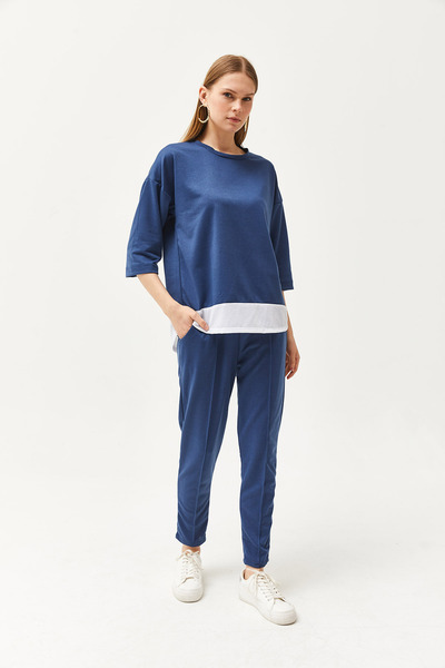 Olalook Kadın İndigo Garnili Alt Üst Takım TKM-19000274