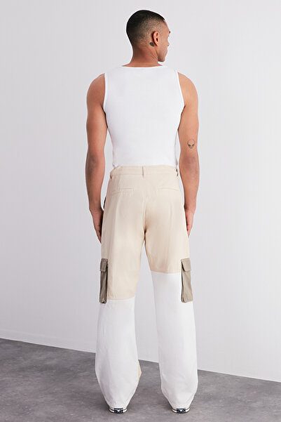 Trendyol Collection Limited Edition Khaki Color Block Loose Fit Cargo Pants TMNSS24PL00008