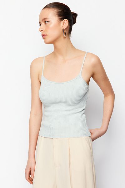 Trendyol Collection Μπλούζα Πλεκτό Βασικό Πλεκτό Μέντα Φιτίλι TWOSS24BZ00263