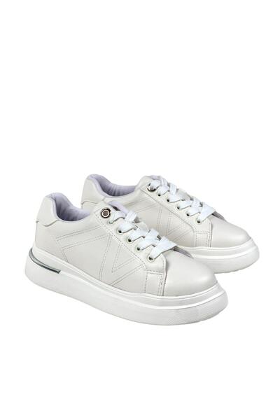 bescobel Γυναικεία αθλητικά παπούτσια Eryal WhiteSilver Lace-Up Casual Sneaker 3 cm Sp110