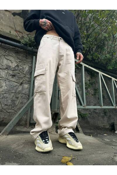 XPUPPETWEAR Double Pocket Detail Stone Color Baggy Trousers