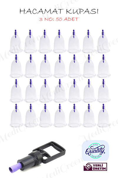 Genel Markalar 50 Adet 3 Numara HACAMAX PRO Hacamat & Masaj Kupası 1 Adet Pom...