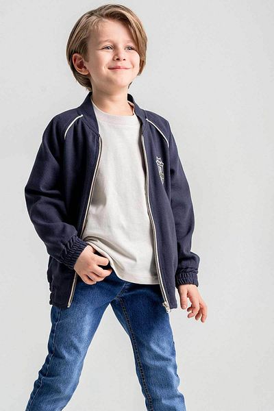 Gold Class Kidswear Бродирано ленено яке за момче с двоен джоб и подплата