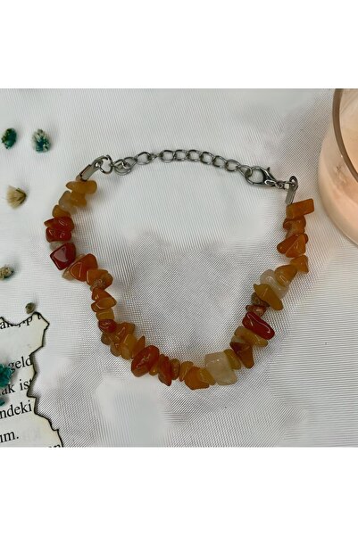 Elifsu Jewelry سوار من حجر العقيق الأحمر (الكارنيليان) والأحجار الكريمة الطبيعية