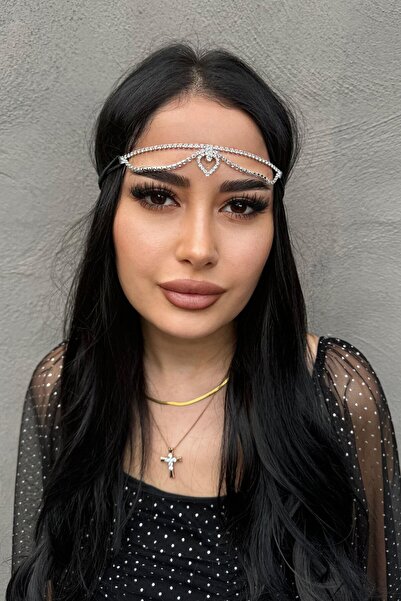 TAKIŞTIR Gümüş Renk Zirkon Taşlı Alınlık
