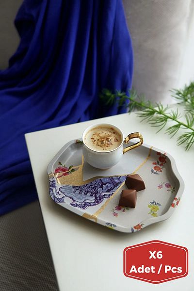 EVLE Small Octagonal Tray Set, 6 Pieces