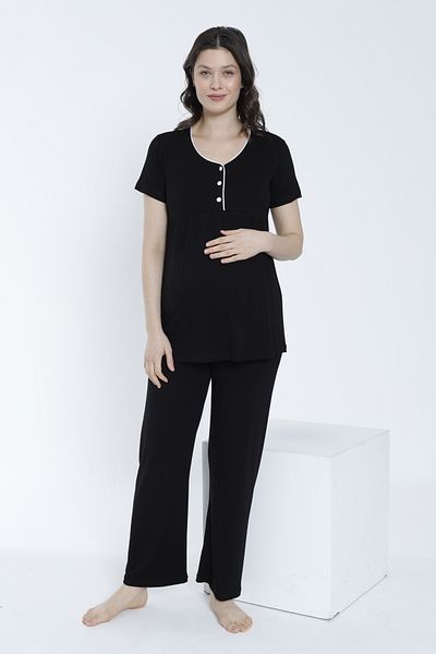 Miss Dünya Lissa Women's Short Sleeve Maternity and Maternity Pajamas Set