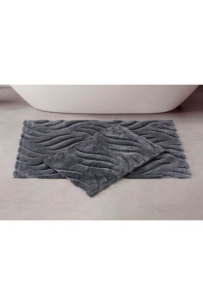 Cotton Box Σετ βαμβακερό πατάκι Skay Dark Grey 60x100+40x60