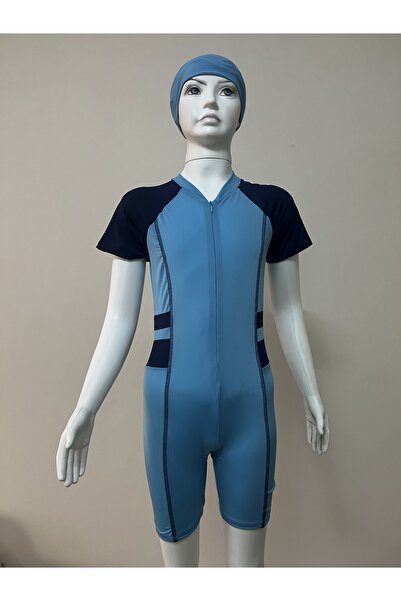 myfirstsea Parça Düz Renk Kız Çocuk Sörfçü Mayo Fermuarlı Kız Çocuk Tulum Mayo