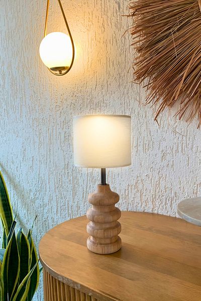 ESLENTA Wooden Fabric Cylinder Lampshade - Modern Bohemian Hemera