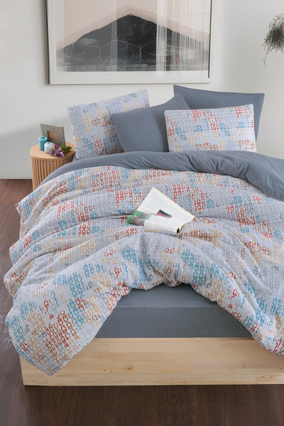 MyStory Home Lastikli Çarşaflı Çift Kişilik Nevresim Takımı Maps