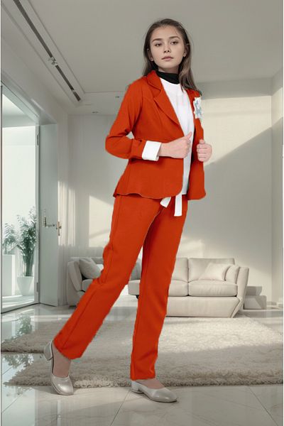 Jannock Girl's Suit Blazer Jacket-Blouse-Pants Set of 3