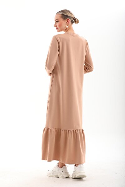 WestBound BEIGE Blocky Skirt Frilly Hijab Casual Long Sports Loose Dress
