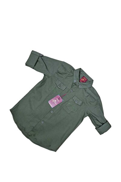 nacar çarşı Erkek Çocuk Katlama Kol Önü Düğmeli Keten Gömlek