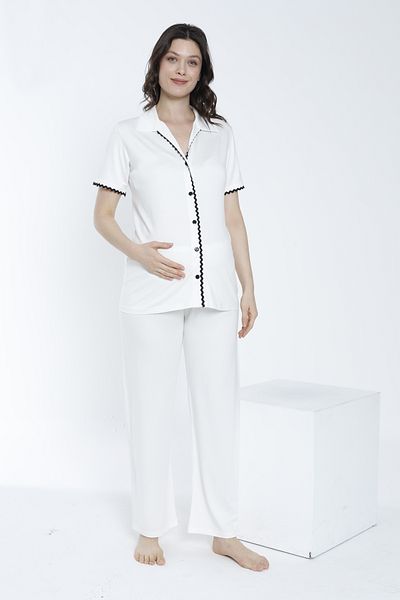 Miss Dünya Lissa Women's Front Buttoned Maternity and Maternity Pajamas Set