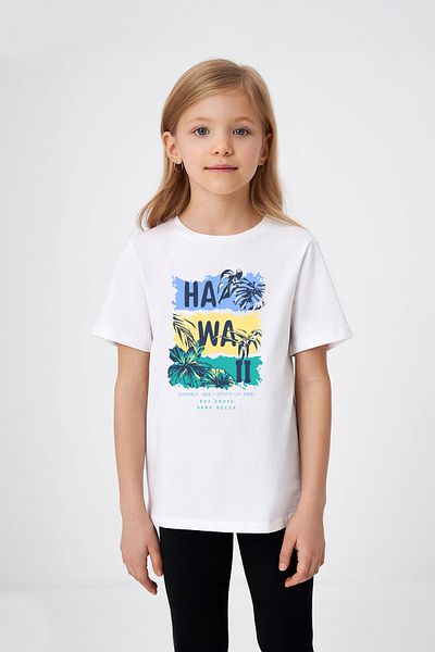 ADABEBEK Tricou pentru fetiță cu imprimeu floral, colorat, cu text hawaian