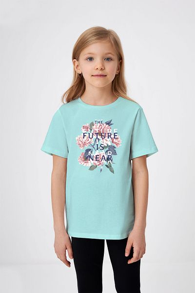 ADABEBEK Future is Near Girl's Flower Printed T-Shirt