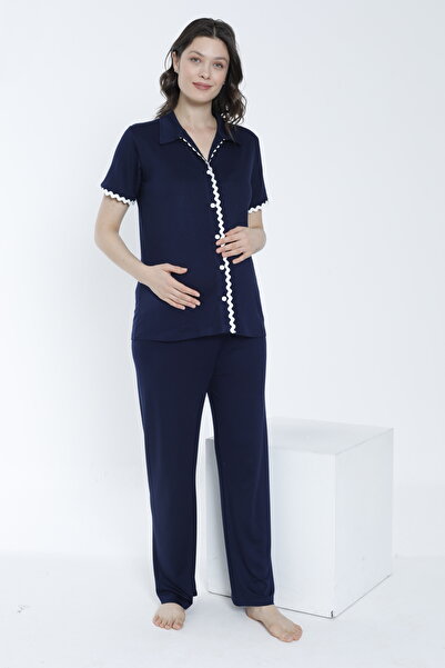 Miss Dünya Lissa Set de pijamale de maternitate și de maternitate cu nasturi ...