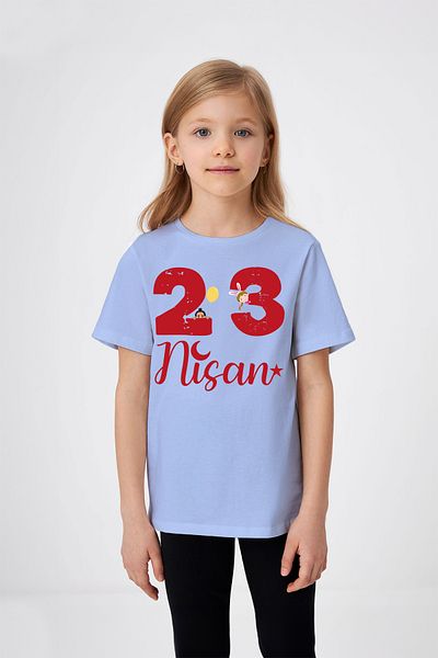 ADABEBEK 23 aprilie Tricou pentru fetiță cu imprimeu special, cu detaliu de lună și stea