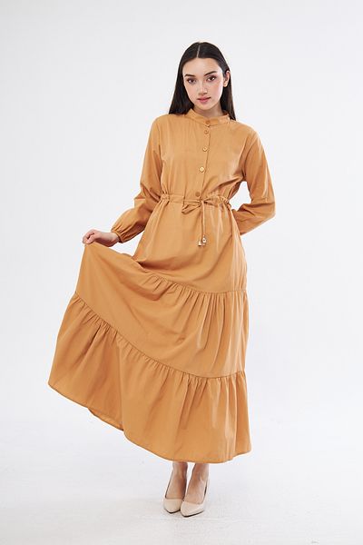 brako tekstil Women's Front Button-Buttoned Righteous Lapel Folded Dress
