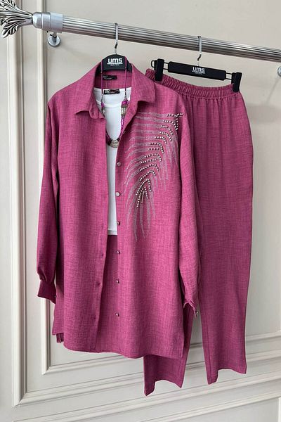 YEDİLALE WOMEN'S SHIRT COLLAR LINEN SET