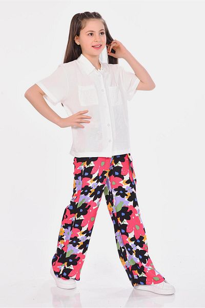 RAMON&ARTOS Patterned Viscose Girls' Trousers - Comfortable Cut, Wide Leg